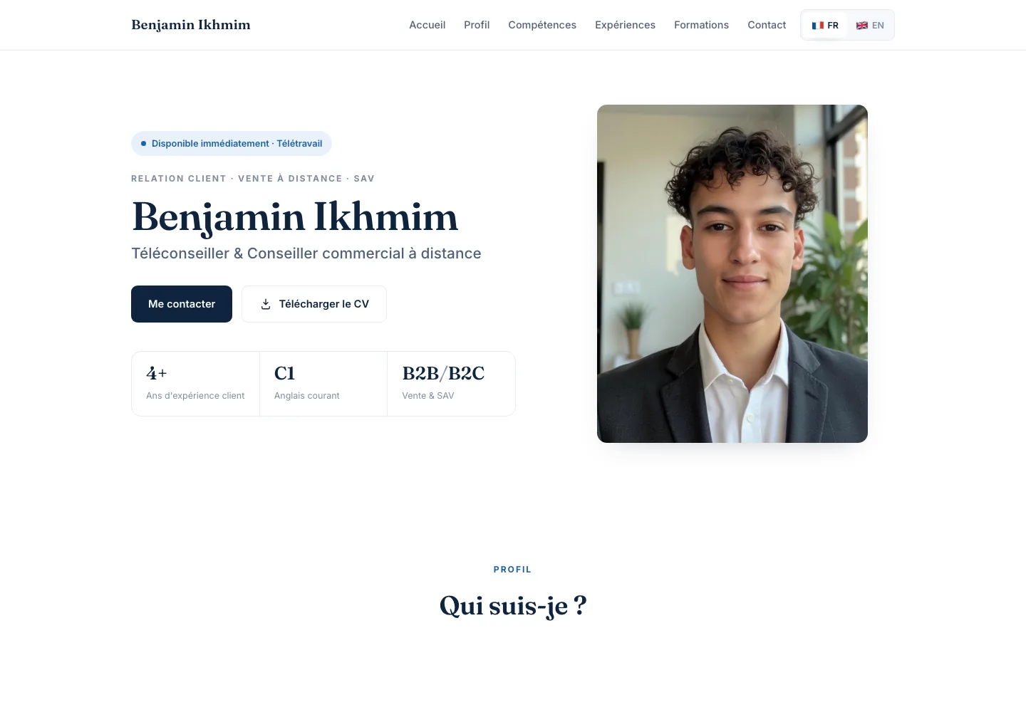 Site vitrine clair bilingue français / anglais